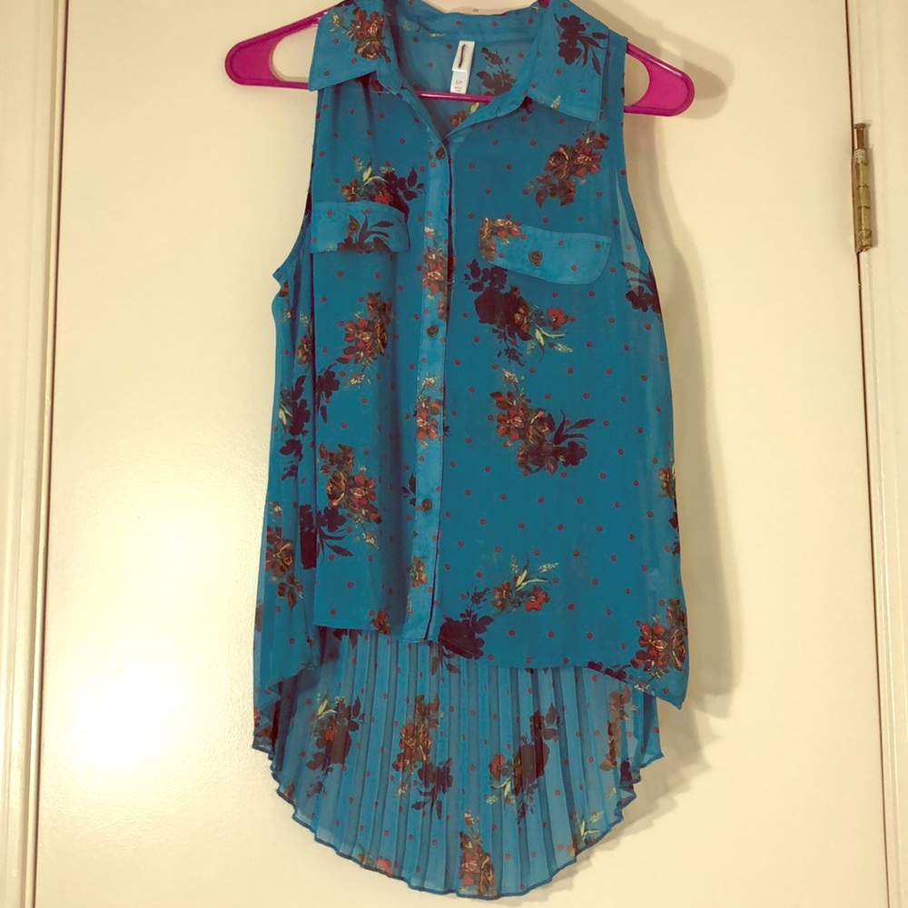 Teal tank top, see-through